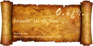 Ozsváth Ákos névjegykártya